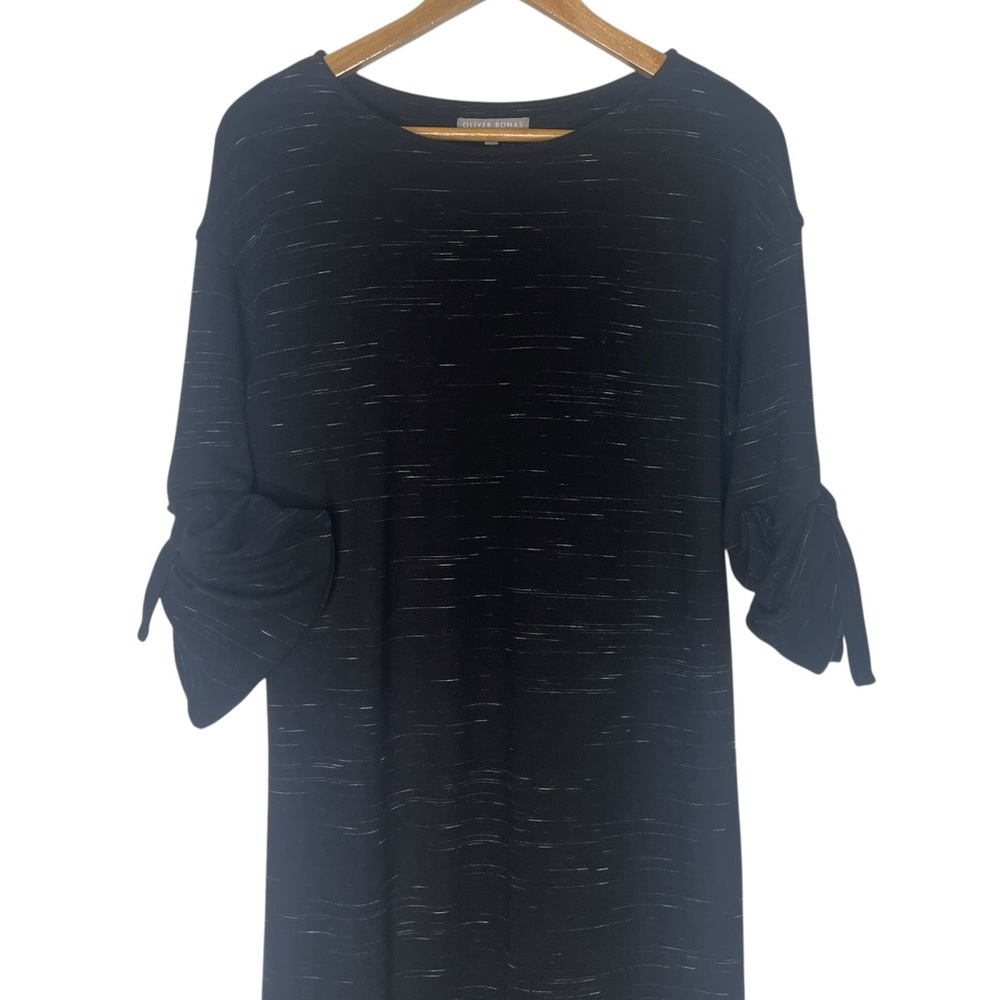 Oliver Bonas Career Dress Black Wht Office Casual Modest Soft Comfy British SZ 8 - Picture 7 of 16